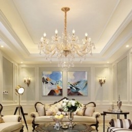 Designer Touch Decorative Gold Chandelier with Clear Crystal Candle Chandelier