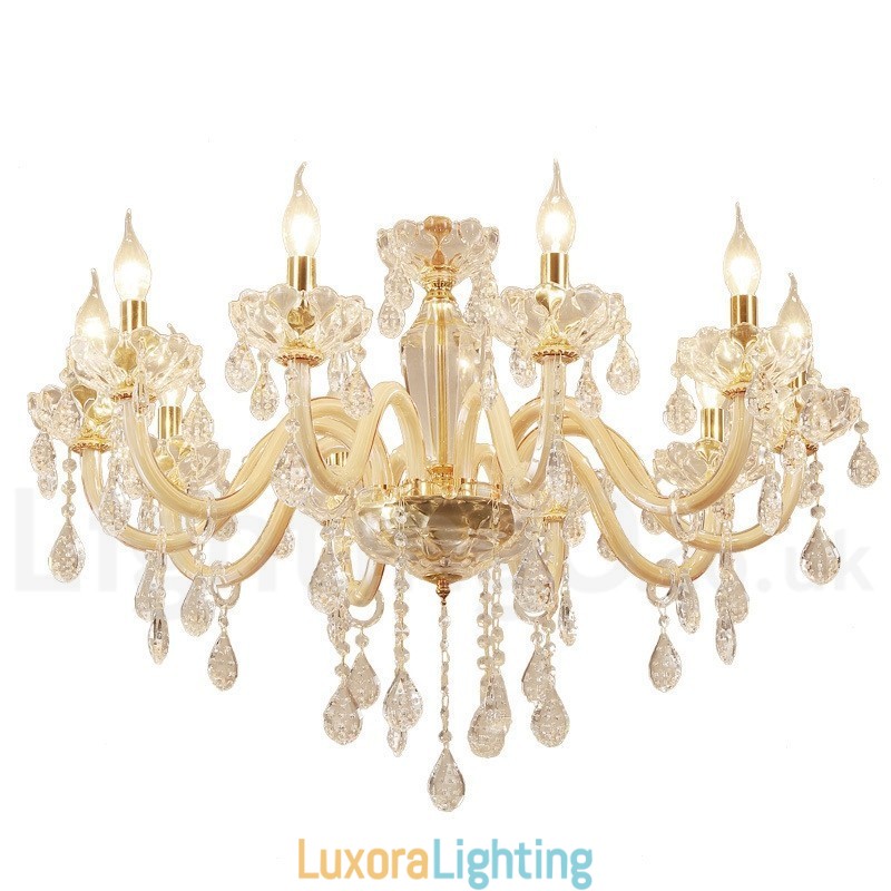 Designer Touch Decorative Gold Chandelier with Clear Crystal Candle Chandelier