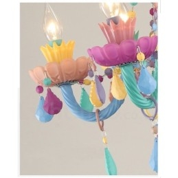 Designer Touch Decorative Macaron 18 (12+6) Light Chandelier with Multi Colours Crystal Candle Mini Style for Kid's Children