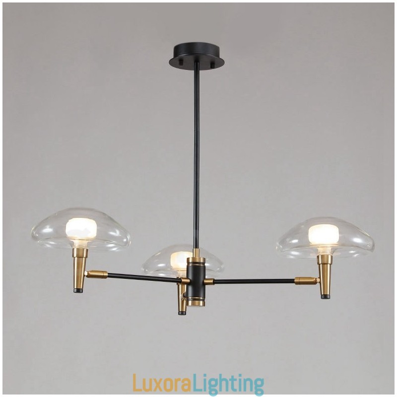 Designer Touch Decorative 3 Light Mini Style Uplight Electroplated Painted Finish Chandelier with Glass Shades