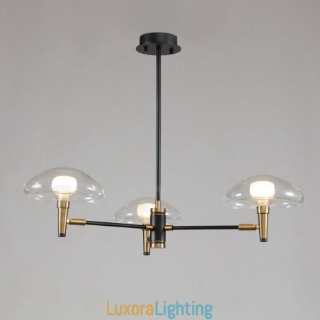 Designer Touch Decorative 3 Light Mini Style Uplight Electroplated Painted Finish Chandelier with Glass Shades