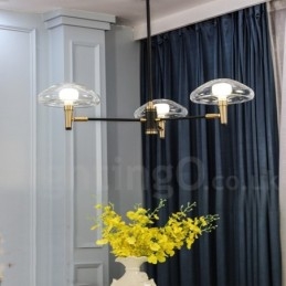 Designer Touch Decorative 3 Light Mini Style Uplight Electroplated Painted Finish Chandelier with Glass Shades