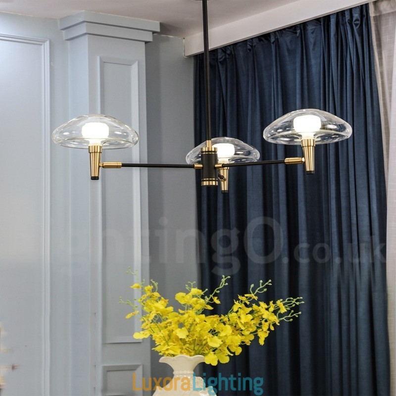 Designer Touch Decorative 3 Light Mini Style Uplight Electroplated Painted Finish Chandelier with Glass Shades