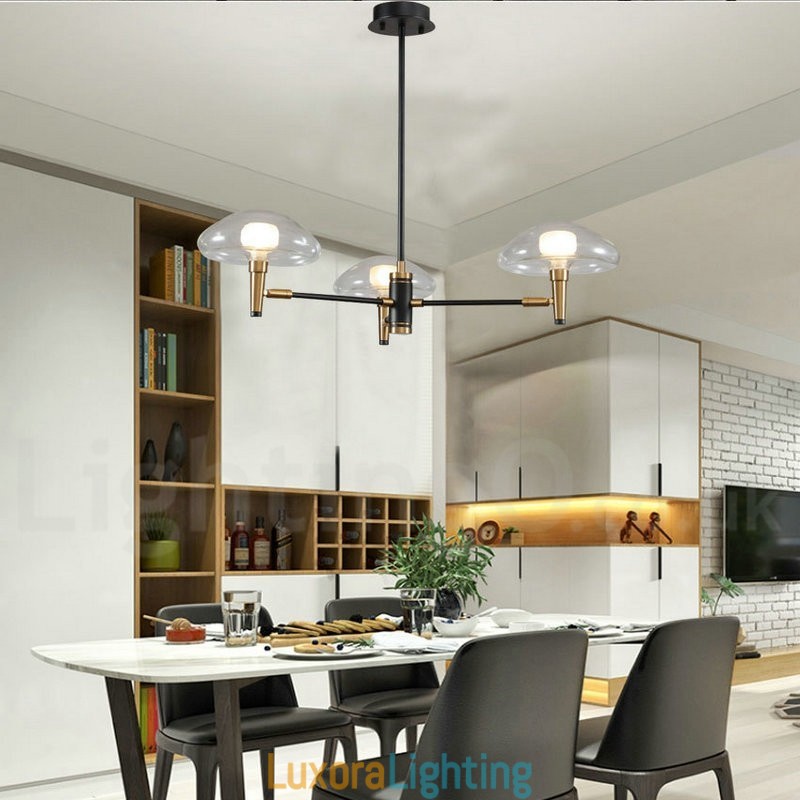 Designer Touch Decorative 3 Light Mini Style Uplight Electroplated Painted Finish Chandelier with Glass Shades