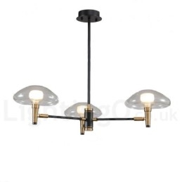 Designer Touch Decorative 3 Light Mini Style Uplight Electroplated Painted Finish Chandelier with Glass Shades