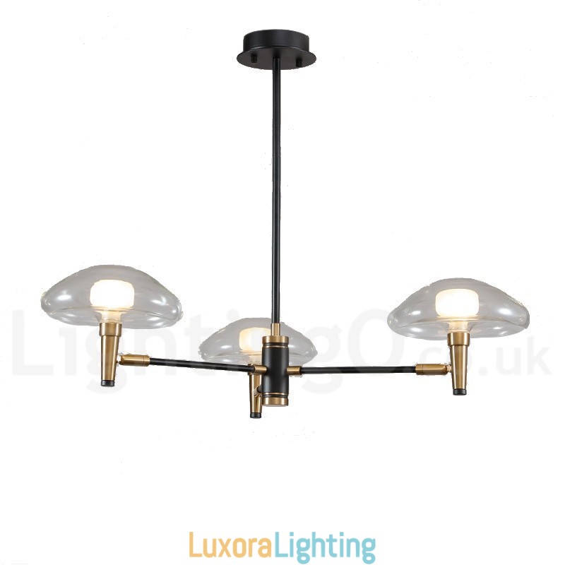 Designer Touch Decorative 3 Light Mini Style Uplight Electroplated Painted Finish Chandelier with Glass Shades