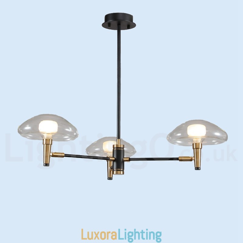 Designer Touch Decorative 3 Light Mini Style Uplight Electroplated Painted Finish Chandelier with Glass Shades