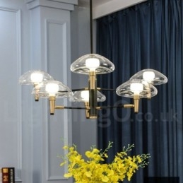 Designer Touch Decorative 6 Light Uplight Electroplated Painted Finish Chandelier with Glass Shades