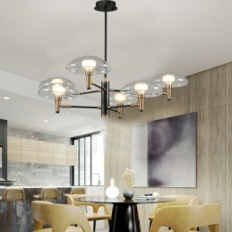 Designer Touch Decorative 6 Light Uplight Electroplated Painted Finish Chandelier with Glass Shades