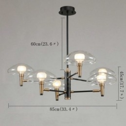 Designer Touch Decorative 6 Light Uplight Electroplated Painted Finish Chandelier with Glass Shades