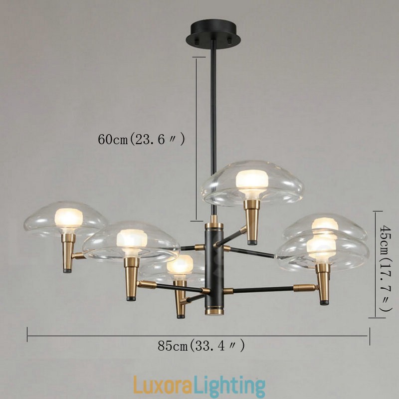 Designer Touch Decorative 6 Light Uplight Electroplated Painted Finish Chandelier with Glass Shades