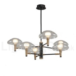 Designer Touch Decorative 6 Light Uplight Electroplated Painted Finish Chandelier with Glass Shades