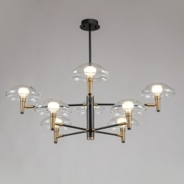 Designer Touch Decorative 8 Light Uplight Electroplated Painted Finish Chandelier with Glass Shades