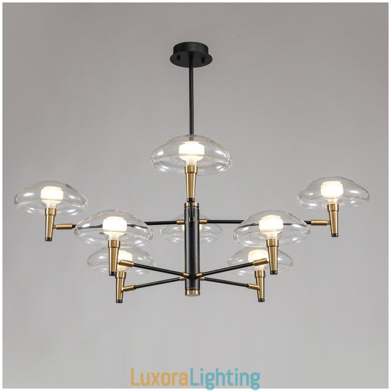 Designer Touch Decorative 8 Light Uplight Electroplated Painted Finish Chandelier with Glass Shades
