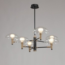 Designer Touch Decorative 8 Light Uplight Electroplated Painted Finish Chandelier with Glass Shades