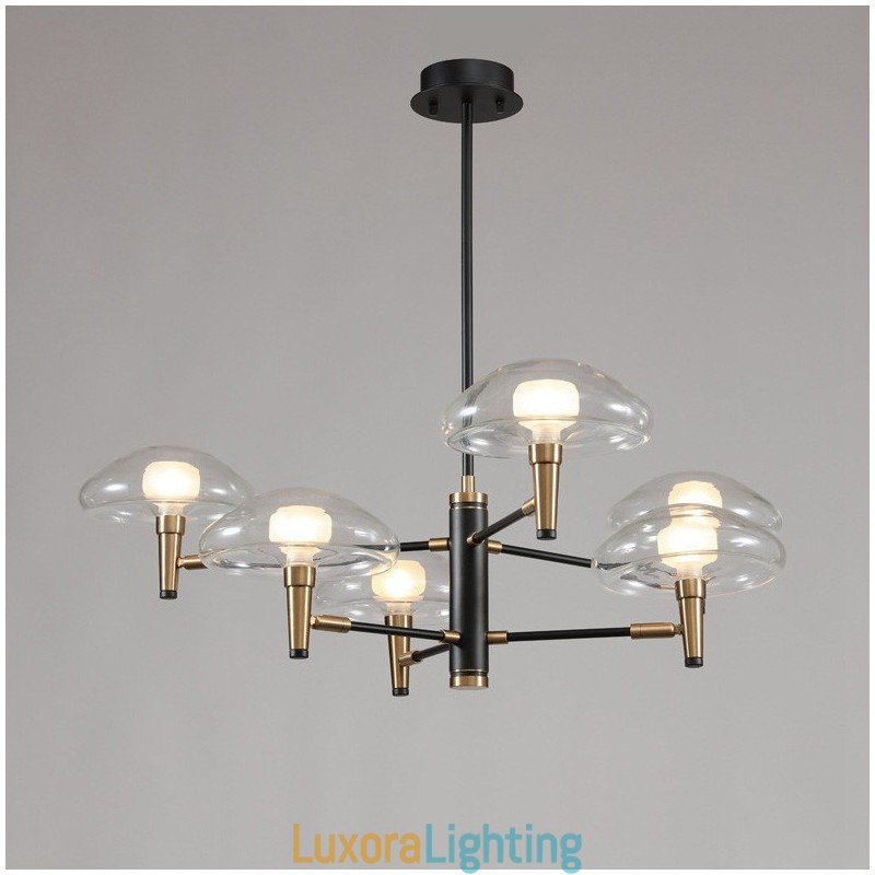 Designer Touch Decorative 8 Light Uplight Electroplated Painted Finish Chandelier with Glass Shades