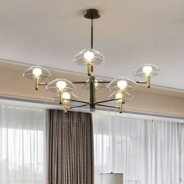 Designer Touch Decorative 8 Light Uplight Electroplated Painted Finish Chandelier with Glass Shades