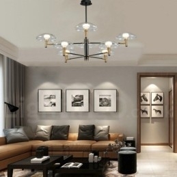 Designer Touch Decorative 8 Light Uplight Electroplated Painted Finish Chandelier with Glass Shades