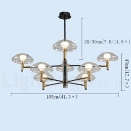 Designer Touch Decorative 8 Light Uplight Electroplated Painted Finish Chandelier with Glass Shades