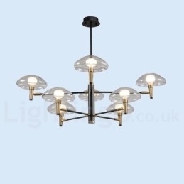 Designer Touch Decorative 8 Light Uplight Electroplated Painted Finish Chandelier with Glass Shades