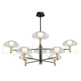 Designer Touch Decorative 8 Light Uplight Electroplated Painted Finish Chandelier with Glass Shades