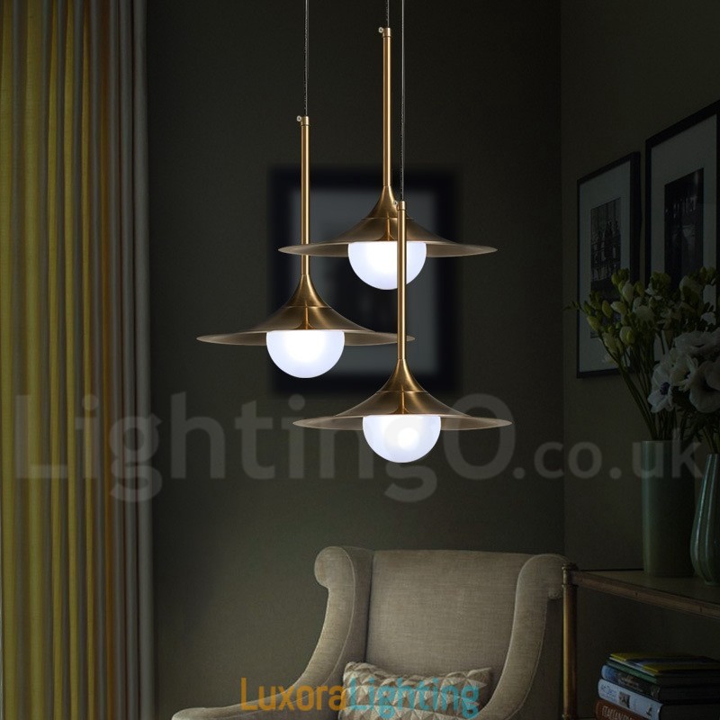 Designer Touch Decorative 1 Light Industrial Style Gold Mini Style Electroplated Painted Finish Pendant Light with Glass Shade