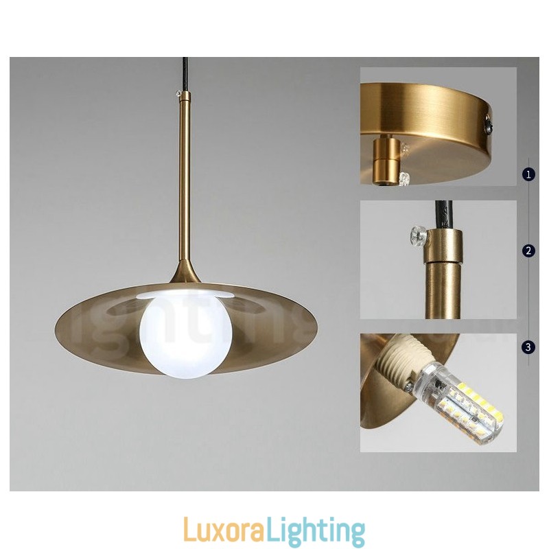 Designer Touch Decorative 1 Light Industrial Style Gold Mini Style Electroplated Painted Finish Pendant Light with Glass Shade