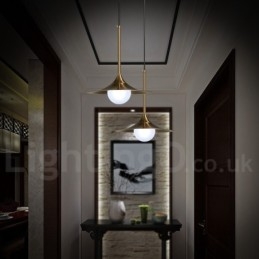 Designer Touch Decorative 1 Light Industrial Style Gold Mini Style Electroplated Painted Finish Pendant Light with Glass Shade