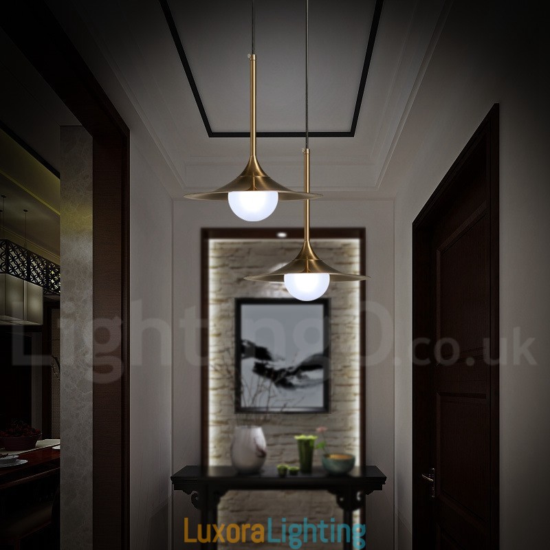 Designer Touch Decorative 1 Light Industrial Style Gold Mini Style Electroplated Painted Finish Pendant Light with Glass Shade