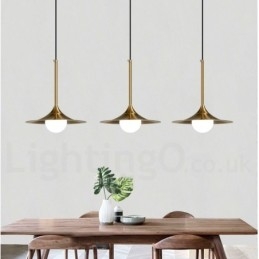 Designer Touch Decorative 1 Light Industrial Style Gold Mini Style Electroplated Painted Finish Pendant Light with Glass Shade