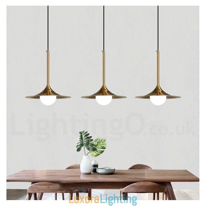 Designer Touch Decorative 1 Light Industrial Style Gold Mini Style Electroplated Painted Finish Pendant Light with Glass Shade