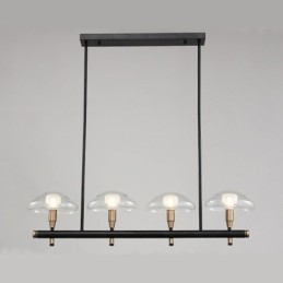 Designer Touch Decorative 4 Light Linear Uplight Electroplated Painted Finish Chandelier with Glass Shades