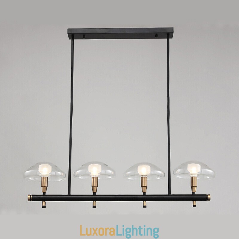 Designer Touch Decorative 4 Light Linear Uplight Electroplated Painted Finish Chandelier with Glass Shades