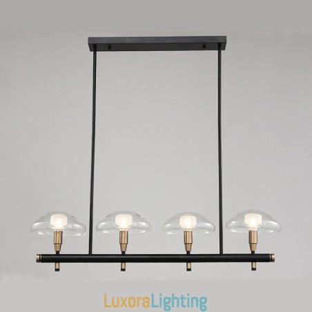 Designer Touch Decorative 4 Light Linear Uplight Electroplated Painted Finish Chandelier with Glass Shades