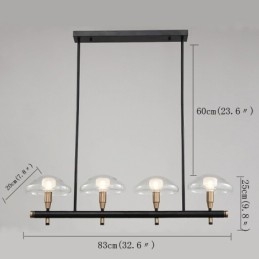 Designer Touch Decorative 4 Light Linear Uplight Electroplated Painted Finish Chandelier with Glass Shades