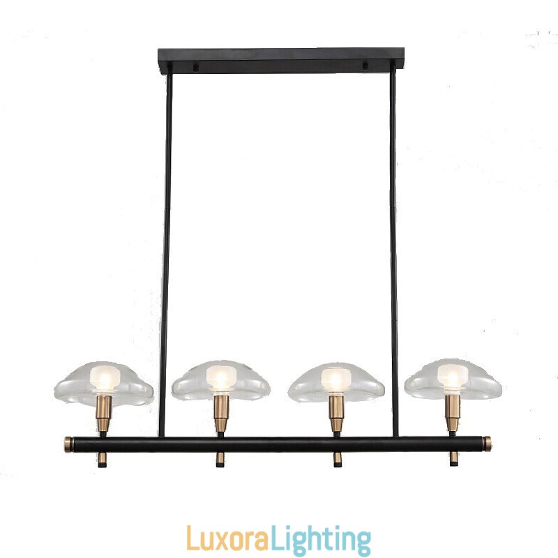 Designer Touch Decorative 4 Light Linear Uplight Electroplated Painted Finish Chandelier with Glass Shades