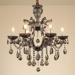 Designer Touch Decorative 6 Light Grey Crystal Candle Chandelier