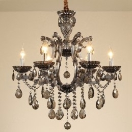 Designer Touch Decorative 6 Light Grey Crystal Candle Chandelier