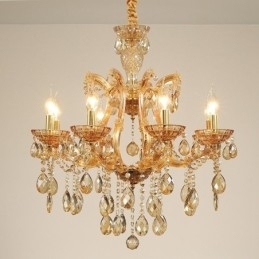 Designer Touch Decorative 8 Light Amber Crystal Candle Chandelier