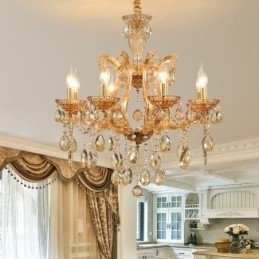 Designer Touch Decorative 8 Light Amber Crystal Candle Chandelier