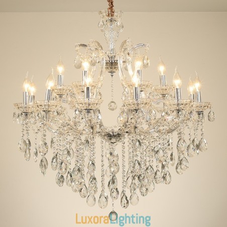Designer Touch Decorative 18 (12+6) Light Clear Crystal Candle Chandelier