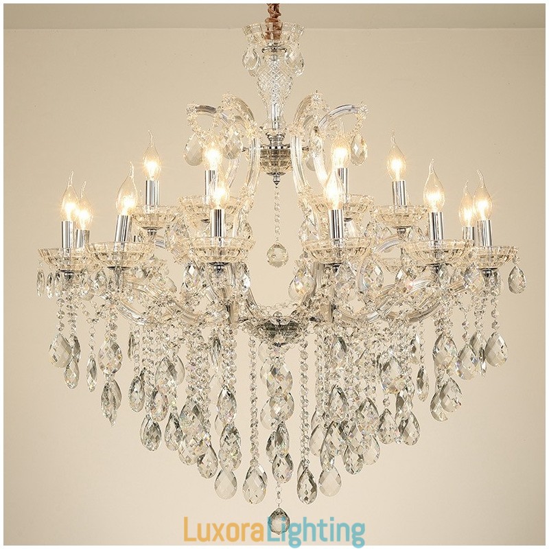 Designer Touch Decorative 18 (12+6) Light Clear Crystal Candle Chandelier