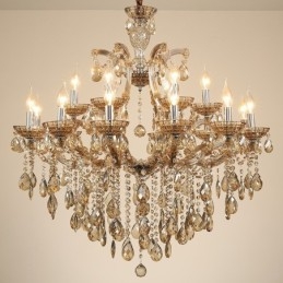 Designer Touch Decorative 18 (12+6) Light Cognac Crystal Candle Chandelier