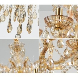 Designer Touch Decorative 18 (12+6) Light Cognac Crystal Candle Chandelier