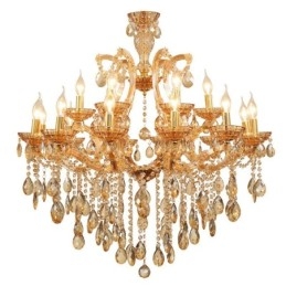 Designer Touch Decorative 18 (12+6) Light Amber Crystal Candle Chandelier