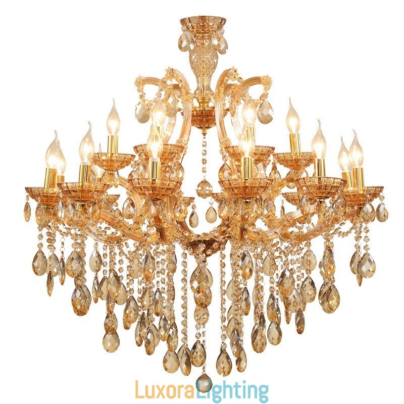 Designer Touch Decorative 18 (12+6) Light Amber Crystal Candle Chandelier