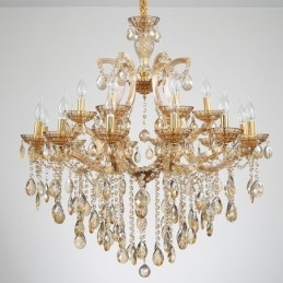 Designer Touch Decorative 18 (12+6) Light Amber Crystal Candle Chandelier