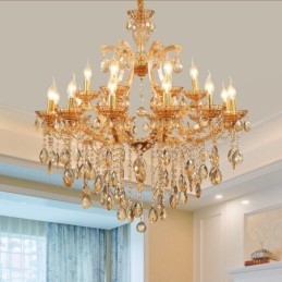 Designer Touch Decorative 18 (12+6) Light Amber Crystal Candle Chandelier