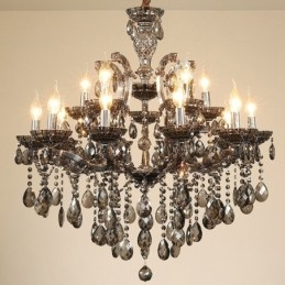 Designer Touch Decorative 18 (12+6) Light Grey Crystal Candle Chandelier