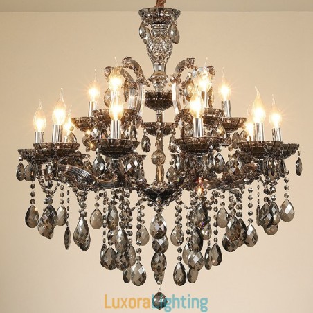 Designer Touch Decorative 18 (12+6) Light Grey Crystal Candle Chandelier